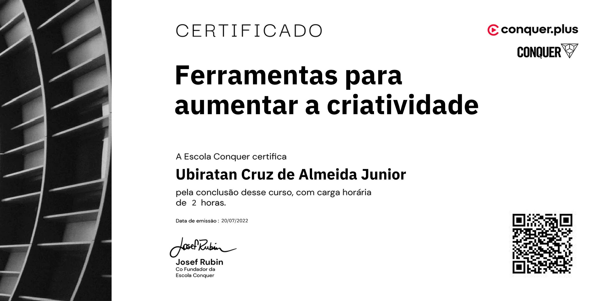 Certificado de Ferramentas para aumentar a criatividade